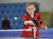 26 May 2013; Donagh McMahon, from Caherslee, Co. Kerry, competing in the Boys U13 Table Tennis team competition. Community Games May Festival 2013, Athlone Institute of Technology, Athlone, Co. Westmeath. Picture credit: Pat Murphy / SPORTSFILE