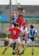 26 May 2013; Brendan Quigley, Laois, contests a high ball against Padraig Rath, Louth. Leinster GAA Football Senior Championship, First Round, Laois v Louth, O'Moore Park, Portlaoise, Co. Laois. Picture credit: Dáire Brennan / SPORTSFILE
