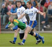 26 May 2013; Damien Sheridan, Longford, in action against Austin O'Malley, right, and Seanie Furlong, Wicklow. Leinster GAA Football Senior Championship, First Round, Wicklow v Longford, County Grounds, Aughrim, Co. Wicklow. Picture credit: Matt Browne / SPORTSFILE