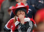 26 May 2013; An anxious Louth supporter watches on during the second half. Leinster GAA Football Senior Championship, First Round, Laois v Louth, O'Moore Park, Portlaoise, Co. Laois. Picture credit: Dáire Brennan / SPORTSFILE