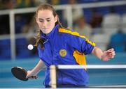 25 May 2013; Shauna Kearney, from St. John's, Ennis, Co. Clare, competing in the Girls U13 Table Tennis team competition. Community Games May Festival 2013, Athlone Institute of Technology, Athlone, Co. Westmeath. Picture credit: Pat Murphy / SPORTSFILE