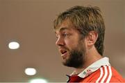 27 May 2013; Geoff Parling, British & Irish Lions, during a press conference ahead of the squad's departure for Hong Kong. British & Irish Lions Tour 2013, Press Conference. Royal Garden Hotel, Kensington, London, England. Picture credit: Stephen McCarthy / SPORTSFILE