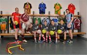 27 May 2013; In attendence at the Gaelic Athletic Association and Gaelic Players Association launch of the Elverys GAA/GPA Youth camps are, from left, Down footballer Benny Coulter, Westmeath footballer Dessie Dolan, Johnny McGuirk, St. Brigids GAA Club, Jack Barr, St. Brigids GAA Club, Dan Kiely, St. Brigids GAA Club, Fionn Boland, St. Oliver Plunkett GAA Club, and Dublin footballer Bernard Brogan. The Elverys GAA/GPA Youth camps offer the chance for kids between 13 to 15 years of age to learn the skills of Gaelic football and hurling from their GAA heroes, in high quality venues across the country over a two week period, from 24th June to 28th June and 1st July to 5th July 2013. Elverys GAA/GPA Youth Camps Launch, Pitchside, Croke Park, Dublin. Picture credit: Barry Cregg / SPORTSFILE