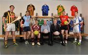 27 May 2013; In attendence at the Gaelic Athletic Association and Gaelic Players Association launch of the Elverys GAA/GPA Youth camps are, from left, Kilkenny hurler Michael Fennelly, Dublin footballer Bernard Brogan, Westmeath footballer Dessie Dolan, Martin Moran, General Manager Elverys, Patrick Rowland, CEO Elverys, Down footballer Benny Coulter, and Waterford hurler Noel Connors. The Elverys GAA/GPA Youth camps offer the chance for kids between 13 to 15 years of age to learn the skills of Gaelic football and hurling from their GAA heroes, in high quality venues across the country over a two week period, from 24th June to 28th June and 1st July to 5th July 2013. Elverys GAA/GPA Youth Camps Launch, Pitchside, Croke Park, Dublin. Picture credit: Barry Cregg / SPORTSFILE