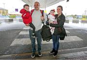 27 May 2013; British & Irish Lions' Rory Best arrives at Belfast International Airport, with his son Ben, daughter Penny and wife Jodie, as he departs to join up with the British and Irish Lions Tour 2013. Belfast International Airport, Belfast, Co. Antrim. Picture credit: John Dickson / SPORTSFILE