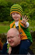 26 May 2013; Five year old Fionn McGrenra, from Tentagh, and his dad Aidan on their way to the game. Ulster GAA Football Senior Championship, Quarter-Final, Donegal v Tyrone, MacCumhaill Park, Ballybofey, Co. Donegal. Picture credit: Ray McManus / SPORTSFILE