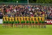 26 May 2013; The Donegal team and supporters during the National Anthem. Ulster GAA Football Senior Championship, Quarter-Final, Donegal v Tyrone, MacCumhaill Park, Ballybofey, Co. Donegal. Picture credit: Ray McManus / SPORTSFILE