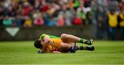 26 May 2013; Donegal captain Michael Murphy lies injured. Ulster GAA Football Senior Championship, Quarter-Final, Donegal v Tyrone, MacCumhaill Park, Ballybofey, Co. Donegal. Picture credit: Ray McManus / SPORTSFILE