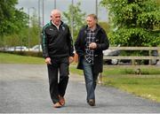 28 May 2013; Newly appointed Ireland head coach Joe Schmidt, right, and team manager Michael Kearney make their way to squad training ahead of the Ireland Rugby Tour to North America. Ireland Rugby Squad Training, Carton House, Maynooth, Co. Kildare. Picture credit: Barry Cregg / SPORTSFILE