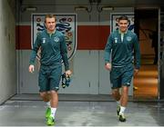 28 May 2013; Republic of Ireland's Glenn Whelan, left, and Darren O'Dea make their way out for the start of squad training ahead of their International Friendly against England on Wednesday. Republic of Ireland Squad Training, Wembley Stadium, London, England. Picture credit: David Maher / SPORTSFILE