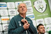 28 May 2013; Republic of Ireland manager Giovanni Trapattoni and captain Robbie Keane during a press conference ahead of their International Friendly against England on Wednesday. Republic of Ireland Press Conference, Wembley Stadium, London, England. Picture credit: David Maher / SPORTSFILE