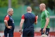 29 May 2013; Paul O'Connell, British & Irish Lions, with head coach Warren Gatland, left, and assistant coach Graham Rowntree during squad training ahead of their game against Barbarian FC on Saturday. British & Irish Lions Tour 2013, Squad Training, Aberdeen Sports Ground, Hong Kong, China. Picture credit: Stephen McCarthy / SPORTSFILE