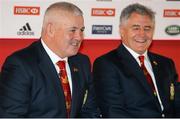 30 April 2013; British and Irish Lions coach Warren Gatland and manager Andy Irvine, right, during the 2013 British & Irish Lions team announcement. London Syon Park, Middlesex, London, England. Picture credit: Matthew Impey / SPORTSFILE
