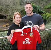 30 April 2013; Ulster's Tommy Bowe with Ruth Sloan, Marketing Manager of Belfast Zoo, after he was announced as a member of the 37 man 2013 British & Irish Lions squad. Belfast Zoo, Belfast, Co. Antrim. Picture credit: John Dickson / SPORTSFILE
