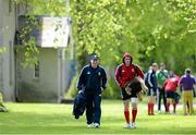 21 May 2013; Stuart Hogg, British & Irish Lions, and assistant coach Neil Jenkins arrives for squad training ahead of their British & Irish Lions Tour 2013. British & Irish Lions Tour 2013 Squad Training, Carton House, Maynooth, Co. Kildare. Picture credit: Stephen McCarthy / SPORTSFILE
