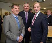 29 May 2013; An Taoiseach Enda Kenny T.D. officially opened the Irish Sport HQ at the National Sports Campus in Blanchardstown. He was accompanied by Minister for Transport, Tourism and Sport, Leo Varadkar T.D. who has responsibility for the development of the National Sports Campus. With An Taoiseach at the opening are Matt English, left, CEO Special Olympics Ireland, and Ronan King, Treasurer, SOI. The 19 National Governing Bodies (NGBs) of Sport which have moved into the new Irish Sport HQ are, Angling Council of Ireland, Badminton Ireland, Canoeing Ireland, Cerebral Palsy Sport Ireland, Federation of Irish Sport, Gaelic Athletic Association, Gymnastics Ireland, Irish Ice Hockey Association, Irish Judo Association, Irish Olympic Handball Association, Irish Sports Council / Coaching Ireland, Irish Squash, Mountaineering Ireland, Paralympics Ireland, Pitch and Pitt Union of Ireland, Student Sport Ireland, Swim Ireland, Table Tennis Ireland and The Camogie Association. Official Opening of Irish Sport HQ, National Sports Campus, Blanchardstown, Dublin. Picture credit: Ray McManus / SPORTSFILE