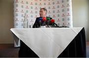 30 May 2013; Dublin manager Jim Gavin during a press conference ahead of their Leinster GAA Football Senior Championship Quarter-Final game against Westmeath on Saturday. Dublin Football Press Conference, The Gibson Hotel, Dublin. Picture credit: Brian Lawless / SPORTSFILE