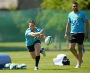 30 May 2013; Ireland's Isaac Boss, watched by team-mate Simon Zebo, in action during squad training ahead of the Ireland Rugby Tour to North America. Ireland Rugby Squad Training, Carton House, Maynooth, Co. Kildare. Picture credit: Matt Browne / SPORTSFILE