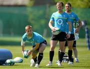 30 May 2013; Ireland's Paul Marshall, watched by team-mates Kieran Marmion and Isaac Boss, in action during squad training ahead of the Ireland Rugby Tour to North America. Ireland Rugby Squad Training, Carton House, Maynooth, Co. Kildare. Picture credit: Matt Browne / SPORTSFILE