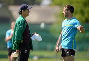 30 May 2013; Ireland interim head coach Les Kiss, left, in conversation with Isaac Boss during squad training ahead of the Ireland Rugby Tour to North America. Ireland Rugby Squad Training, Carton House, Maynooth, Co. Kildare. Picture credit: Matt Browne / SPORTSFILE