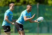 30 May 2013; Ireland's Simon Zebo, right, and Andrew Trimble in action during squad training ahead of the Ireland Rugby Tour to North America. Ireland Rugby Squad Training, Carton House, Maynooth, Co. Kildare. Picture credit: Matt Browne / SPORTSFILE