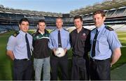 30 May 2013; Senior county footballers, from left, Emlyn Mulligan, Leitrim, Eamonn O'Callaghan, Kildare, Denis Glennon, Westmeath, Peter Turley, Down, and David Clarke, Mayo, at Croke Park. WPFG organisers were at GAA headquarters to meet officers representing the Garda, Irish Fire Services, Prison, Customs and Coastguard Services to profile opportunities for competitors and spectators at this year’s World Police and Fire Games. The Games, a biennial event for serving and retired police, fire, prison and border security officers will take place in Northern Ireland from 1st-10th of August. Visit www.2013wpfg.com for more information. Croke Park, Dublin. Picture credit: Brian Lawless / SPORTSFILE