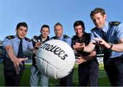 30 May 2013; Senior county footballers, from left, Emlyn Mulligan, Leitrim, Eamonn O'Callaghan, Kildare, Denis Glennon, Westmeath, Peter Turley, Down, and David Clarke, Mayo, at Croke Park. WPFG organisers were at GAA headquarters to meet officers representing the Garda, Irish Fire Services, Prison, Customs and Coastguard Services to profile opportunities for competitors and spectators at this year’s World Police and Fire Games. The Games, a biennial event for serving and retired police, fire, prison and border security officers will take place in Northern Ireland from 1st-10th of August. Visit www.2013wpfg.com for more information. Croke Park, Dublin. Picture credit: Brian Lawless / SPORTSFILE