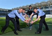 30 May 2013; Senior county footballers, from left, Denis Glennon, Westmeath, Emlyn Mulligan, Leitrim, Eamonn O'Callaghan, Kildare, and David Clarke, Mayo, at Croke Park. WPFG organisers were at GAA headquarters to meet officers representing the Garda, Irish Fire Services, Prison, Customs and Coastguard Services to profile opportunities for competitors and spectators at this year’s World Police and Fire Games. The Games, a biennial event for serving and retired police, fire, prison and border security officers will take place in Northern Ireland from 1st-10th of August. Visit www.2013wpfg.com for more information. Croke Park, Dublin. Picture credit: Brian Lawless / SPORTSFILE