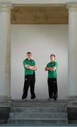 30 May 2013; Ireland's Tommy O'Donnell, left, and Kieran Marmion after a press conference ahead of the Ireland Rugby Tour to North America. Ireland Rugby Press Conference, Carton House, Maynooth, Co. Kildare. Picture credit: Matt Browne / SPORTSFILE