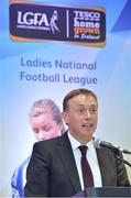 30 May 2013; Micheal O'Domhnail, TG4 GAA Commentator, at the 2013 TESCO HomeGrown Ladies National Football Team of the League Presentations. Croke Park, Dublin. Picture credit: Barry Cregg / SPORTSFILE