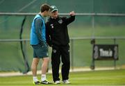 31 May 2013; Republic of Ireland manager Giovanni Trapattoni with Seamus Coleman during squad training ahead of their Three International Friendly against Georgia on Sunday. Republic of Ireland Squad Training, Gannon Park, Malahide, Co. Dublin. Picture credit: David Maher / SPORTSFILE