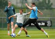 31 May 2013; Republic of Ireland's Damien Delaney and Aiden McGeady during squad training ahead of their Three International Friendly against Georgia on Sunday. Republic of Ireland Squad Training, Gannon Park, Malahide, Co. Dublin. Picture credit: David Maher / SPORTSFILE