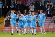 31 May 2013; Stephen Quiley, second from left, Drogheda United, celebrates with team-mates after scoring his side's first goal. FAI Ford Cup, Second Round, Bohemians v Drogheda United, Dalymount Park, Dublin. Picture credit: Brian Lawless / SPORTSFILE
