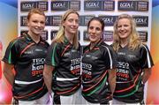 30 May 2013; Mayo players, from left, Aileen Gilroy, Cora Staunton, Martha Carter and Fiona McHale, members of the TESCO HomeGrown NFL Division 1 Team of the League 2013. 2013 TESCO HomeGrown Ladies National Football Team of the League Presentations. Croke Park, Dublin. Picture credit: Barry Cregg / SPORTSFILE