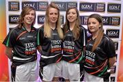 30 May 2013; Offaly players, from left, Siobhan Flannery, Lorraine Kenna, Mairead Daly, and Emma Corcoran, members of the TESCO HomeGrown NFL Division 4 Team of the League 2013. 2013 TESCO HomeGrown Ladies National Football Team of the League Presentations. Croke Park, Dublin. Picture credit: Barry Cregg / SPORTSFILE