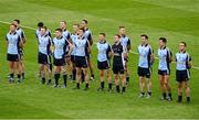 1 June 2013; Dublin players stand for a minutes silence in honour of the late Clem Foley and  Noel Curran. Leinster GAA Football Senior Championship, Quarter-Final, Dublin v Westmeath, Croke Park, Dublin. Picture credit: Ray McManus / SPORTSFILE
