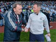 1 June 2013; Jim Gavin, Dublin manager, right, exchanges a hand shake with Pat Flanagan, Westmeath manager. Leinster GAA Football Senior Championship, Quarter-Final, Dublin v Westmeath, Croke Park, Dublin. Picture credit: Oliver McVeigh / SPORTSFILE