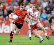 2 June 2013; Ryan Boyle, Down, in action against Enda Lynn, Derry. Ulster GAA Football Senior Championship, Quarter-Final, Derry v Down, Celtic Park, Derry. Picture credit: Oliver McVeigh / SPORTSFILE