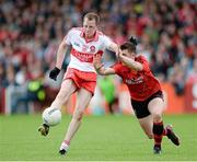 2 June 2013; Brian McCallion, Derry, in action against Ryan Boyle, Down. Ulster GAA Football Senior Championship, Quarter-Final, Derry v Down, Celtic Park, Derry. Picture credit: Oliver McVeigh / SPORTSFILE