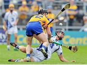 2 June 2013; Darragh  Fives, Waterford, in action against Colin Ryan, Clare. Munster GAA Hurling Senior Championship, Quarter-Final, Clare v Waterford, Semple Stadium, Thurles, Co. Tipperary. Picture credit: Pat Murphy / SPORTSFILE