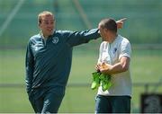 4 June 2013; Republic of Ireland's Richard Dunne and Jonathan Walters during squad training ahead of their 2014 FIFA World Cup qualifier against Faroe Islands on Friday. Republic of Ireland Squad Training, Gannon Park, Malahide, Co. Dublin. Picture credit: David Maher / SPORTSFILE