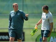 4 June 2013; Republic of Ireland's Richard Dunne and Jonathan Walters during squad training ahead of their 2014 FIFA World Cup qualifier against Faroe Islands on Friday. Republic of Ireland Squad Training, Gannon Park, Malahide, Co. Dublin. Picture credit: David Maher / SPORTSFILE