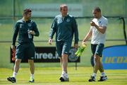 4 June 2013; Republic of Ireland's Robbie Keane, Richard Dunne and Jonathan Walters during squad training ahead of their 2014 FIFA World Cup qualifier against Faroe Islands on Friday. Republic of Ireland Squad Training, Gannon Park, Malahide, Co. Dublin. Picture credit: David Maher / SPORTSFILE