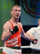 5 June 2013; John Joe Nevin, Ireland, celebrates after beating Krisztian Nagy, Hungary, in their 56kg Bantamweight quarter-final bout. EUBC European Men's Boxing Championships 2013, Minsk, Belarus. Photo by Sportsfile