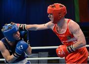 5 June 2013; John Joe Nevin, right, Ireland, exchanges punches with Krisztian Nagy, Hungary, during their 56kg Bantamweight quarter-final bout. EUBC European Men's Boxing Championships 2013, Minsk, Belarus. Photo by Sportsfile