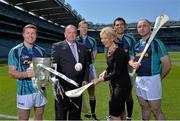 5 June 2013; Hurling stars Henry Shefflin, Kilkenny, Seán Óg Ó hAilpín, Cork, Damien Hayes, Galway, and Eoin Kelly, Tipperary, got together in Croke Park to mark Centra's fourth year, as official sponsor of the GAA Hurling All-Ireland Senior Championship. These four all-star players, along with John Mullane will be getting together with Centra to spread the GAA message through a series of family community hurling events in stadiums and clubs throughout Ireland this summer. For more information on the Centra Community Events see centra.ie or find Centra Ireland on Facebook and Twitter for details on how to register. Pictured at the launch are Uachtarán Chumann Lúthchleas Gael Liam Ó Néill and Niamh Skally, Centra Communications & Sponsorship Manager, with from left, Damien Hayes, Galway, Henry Shefflin, Kilkenny, Seán Óg Ó hAilpín, Cork, and Eoin Kelly, Tipperary. Croke Park, Dublin. Picture credit: Brian Lawless / SPORTSFILE