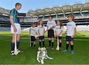 5 June 2013; Hurling stars Henry Shefflin, Kilkenny, Seán Óg Ó hAilpín, Cork, Damien Hayes, Galway, and Eoin Kelly, Tipperary, got together in Croke Park to mark Centra's fourth year, as official sponsor of the GAA Hurling All-Ireland Senior Championship. These four all-star players, along with John Mullane will be getting together with Centra to spread the GAA message through a series of family community hurling events in stadiums and clubs throughout Ireland this summer. For more information on the Centra Community Events see centra.ie or find Centra Ireland on Facebook and Twitter for details on how to register. Pictured at the launch is Kilkenny's Henry Shefflin with stars of the future, from left, Rian McEntaggart, age 5, from Dunshaughlin, Co. Meath, Faye McEntaggart, age 7, from Dunshaughlin, Co. Meath, Alex Bray, age 14, from Dublin, Alanna McEntaggart, age 7, from Dunshaughlin, Co. Meath, and Arron McEntaggart, age 9, from Dunshaughlin, Co. Meath. Croke Park, Dublin. Picture credit: Brian Lawless / SPORTSFILE