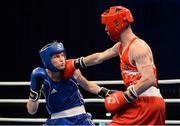 5 June 2013; John Joe Nevin, right, Ireland, exchanges punches with Krisztian Nagy, Hungary, during their 56kg Bantamweight quarter-final bout. EUBC European Men's Boxing Championships 2013, Minsk, Belarus. Photo by Sportsfile