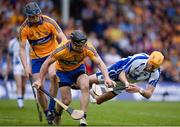 2 June 2013; Maurice Shanahan, Waterford, in action against David McInerney, left, and Domhnall O'Donovan, Clare. Munster GAA Hurling Senior Championship, Quarter-Final, Clare v Waterford, Semple Stadium, Thurles, Co. Tipperary. Picture credit: Ray McManus / SPORTSFILE