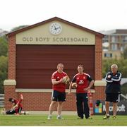 7 June 2013; British & Irish Lions head coach Warren Gatland, right, with assistant coaches Graham Rowntree, left, and Rob Howley during the captain's run ahead of their game against Queensland Reds on Saturday. British & Irish Lions Tour 2013, Captain's Run, Anglican Church Grammar School, Oaklands Parade, East Brisbane, Queensland, Australia. Picture credit: Stephen McCarthy / SPORTSFILE
